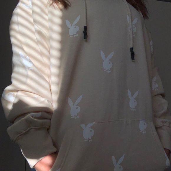 Beige Playboy Hoodie Dress 